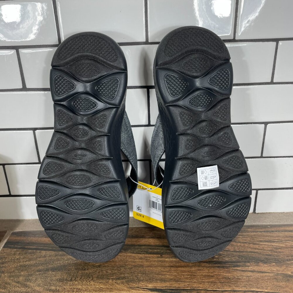 Skechers GOwalk Womens 8 Shoes Black Gray On The Go Thong Flip Flop Sandal NEW - Picture 7 of 10